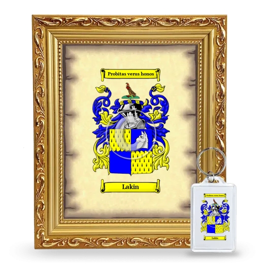 Lakin Framed Coat of Arms and Keychain - Gold