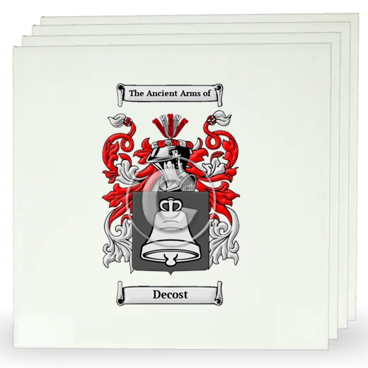 Decost Set of Four Large Tiles with Coat of Arms