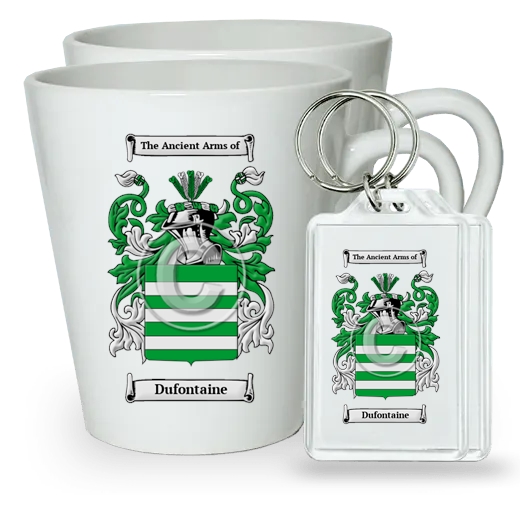 Dufontaine Pair of Latte Mugs and Pair of Keychains