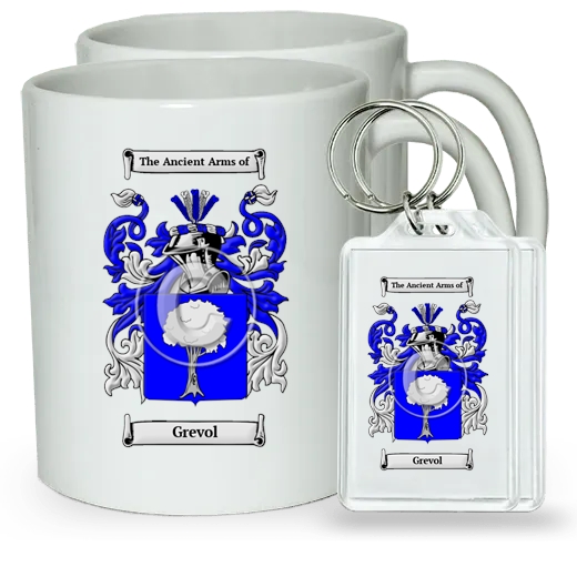 Grevol Pair of Coffee Mugs and Pair of Keychains