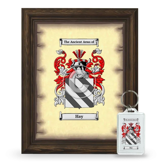 Hay Framed Coat of Arms and Keychain - Brown