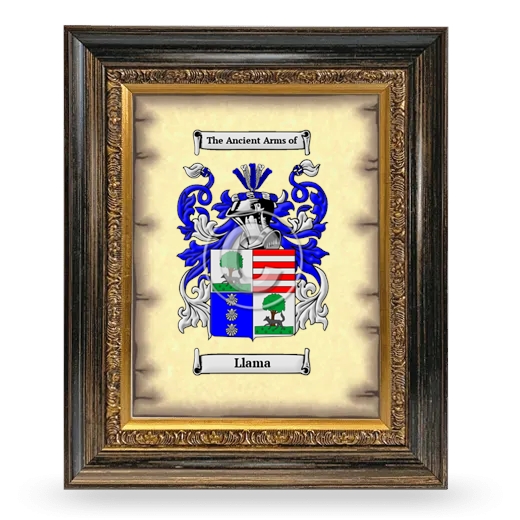 Llama Coat of Arms Framed - Heirloom