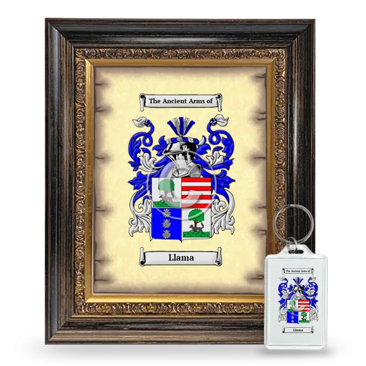 Llama Framed Coat of Arms and Keychain - Heirloom