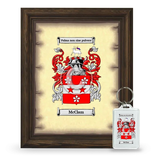 McClam Framed Coat of Arms and Keychain - Brown