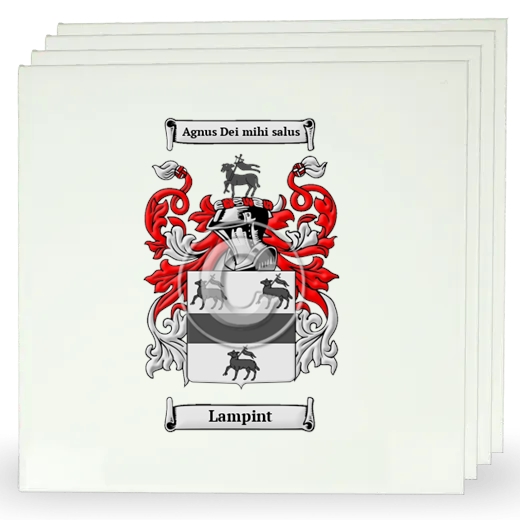 Lampint Set of Four Large Tiles with Coat of Arms