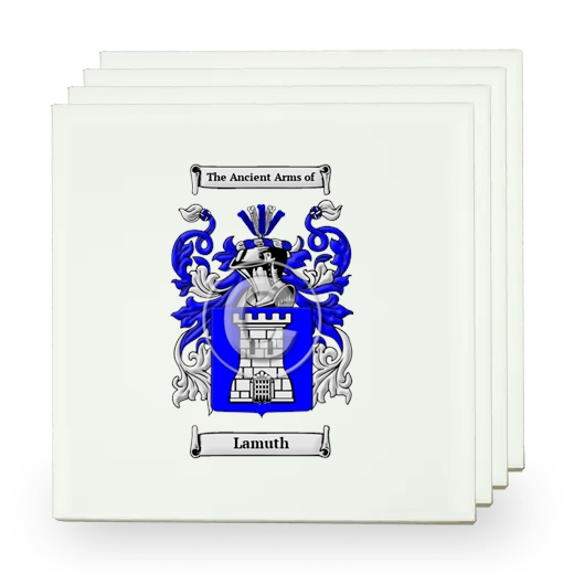 Lamuth Set of Four Small Tiles with Coat of Arms