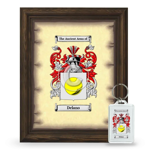 Delano Framed Coat of Arms and Keychain - Brown