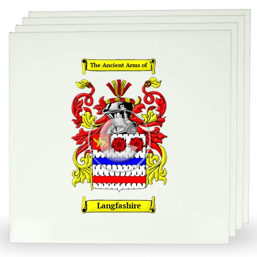 Langfashire Set of Four Large Tiles with Coat of Arms