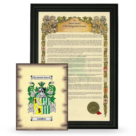 Landers Framed History and Coat of Arms Print - Black
