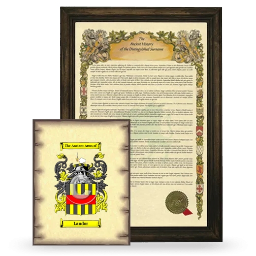 Landor Framed History and Coat of Arms Print - Brown