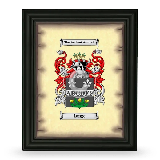 Lange Coat of Arms Framed - Black