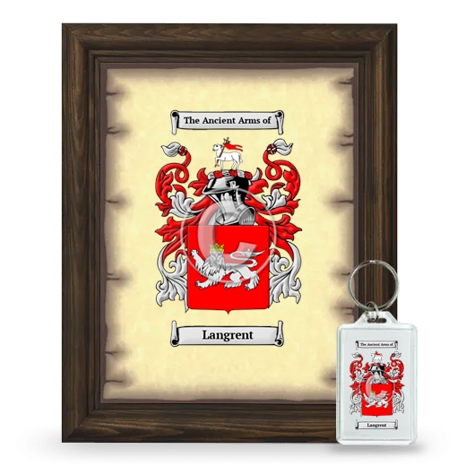 Langrent Framed Coat of Arms and Keychain - Brown