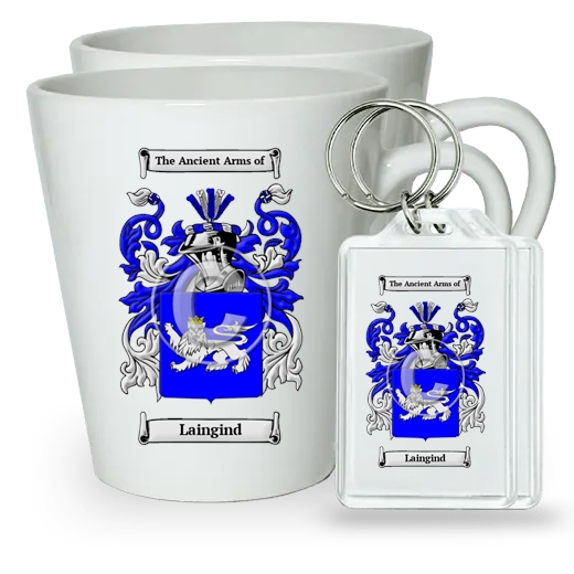 Laingind Pair of Latte Mugs and Pair of Keychains