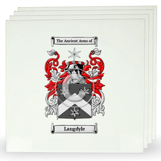 Langdyle Set of Four Large Tiles with Coat of Arms