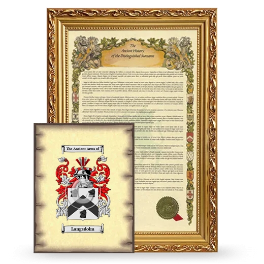 Langsdolm Framed History and Coat of Arms Print - Gold