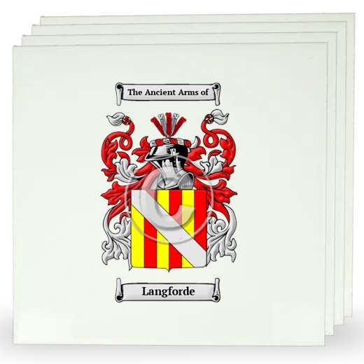 Langforde Set of Four Large Tiles with Coat of Arms