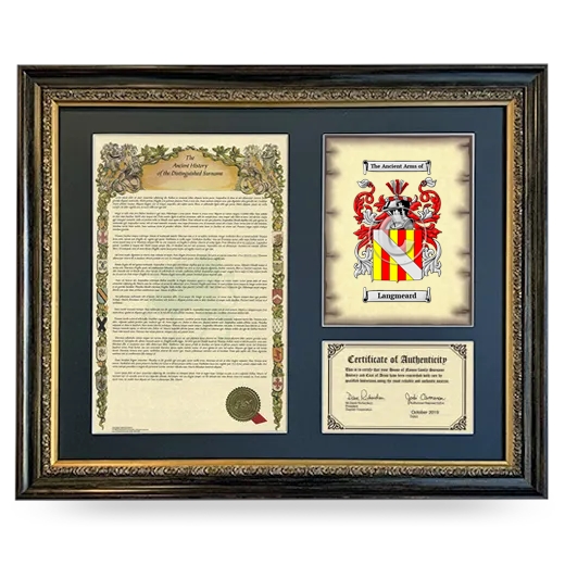 Langmeard Framed Surname History and Coat of Arms- Heirloom