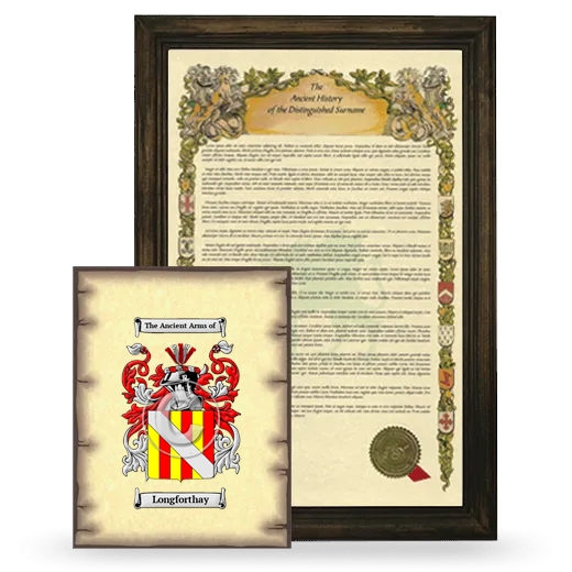 Longforthay Framed History and Coat of Arms Print - Brown
