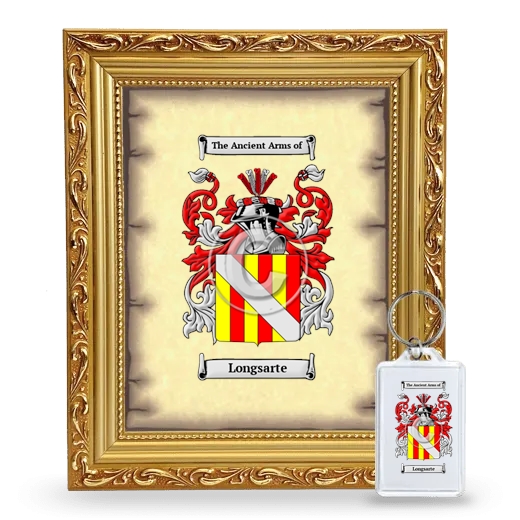 Longsarte Framed Coat of Arms and Keychain - Gold