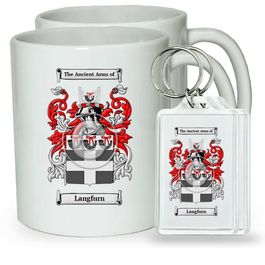 Langfurn Pair of Coffee Mugs and Pair of Keychains