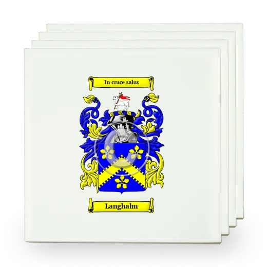 Langhalm Set of Four Small Tiles with Coat of Arms