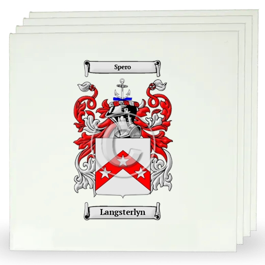 Langsterlyn Set of Four Large Tiles with Coat of Arms