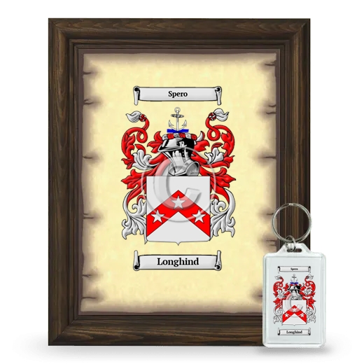 Longhind Framed Coat of Arms and Keychain - Brown