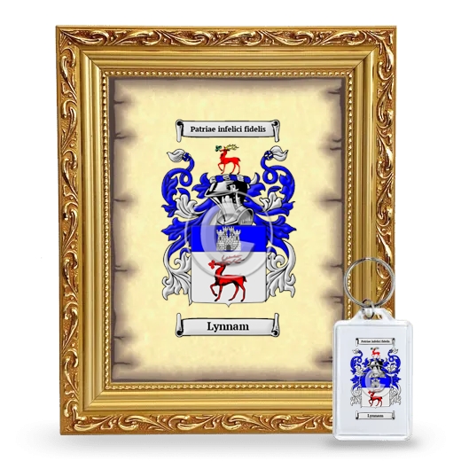 Lynnam Framed Coat of Arms and Keychain - Gold