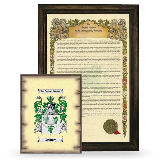 Delanoy Framed History and Coat of Arms Print - Brown