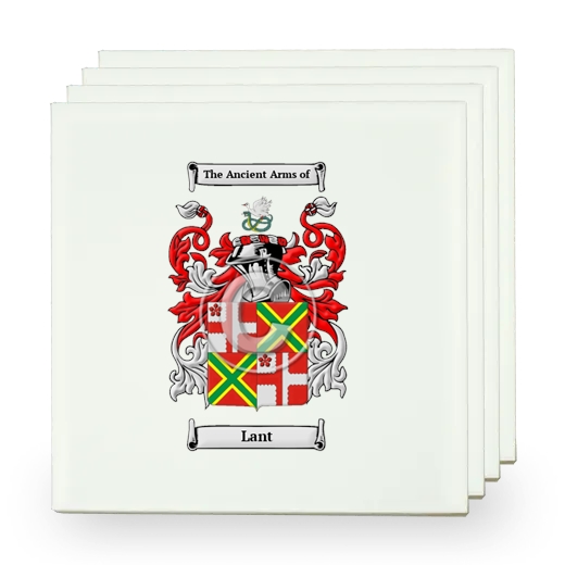 Lant Set of Four Small Tiles with Coat of Arms