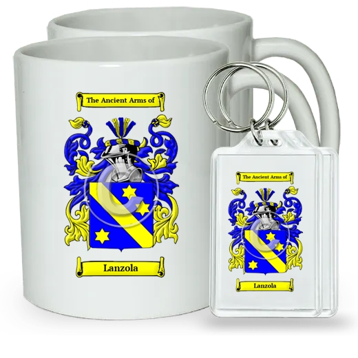 Lanzola Pair of Coffee Mugs and Pair of Keychains