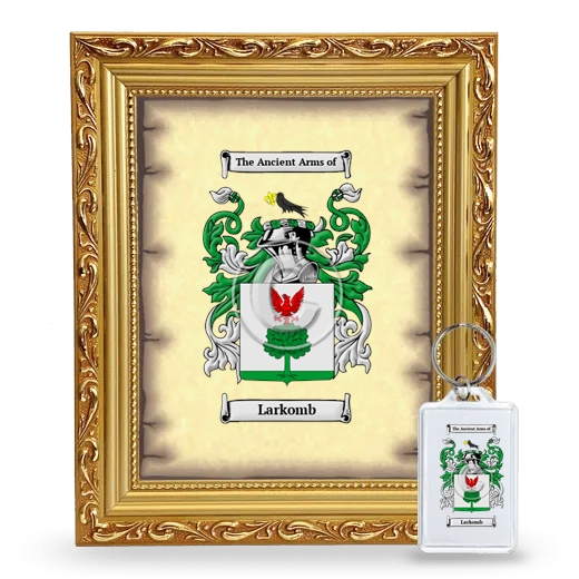 Larkomb Framed Coat of Arms and Keychain - Gold