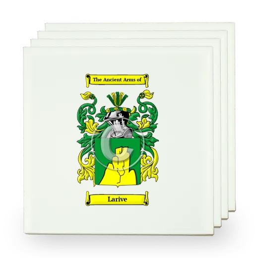 Larive Set of Four Small Tiles with Coat of Arms