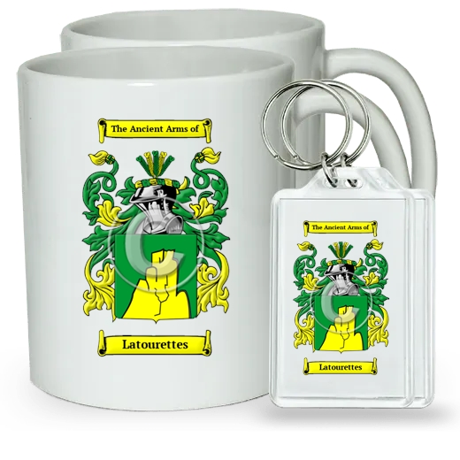 Latourettes Pair of Coffee Mugs and Pair of Keychains