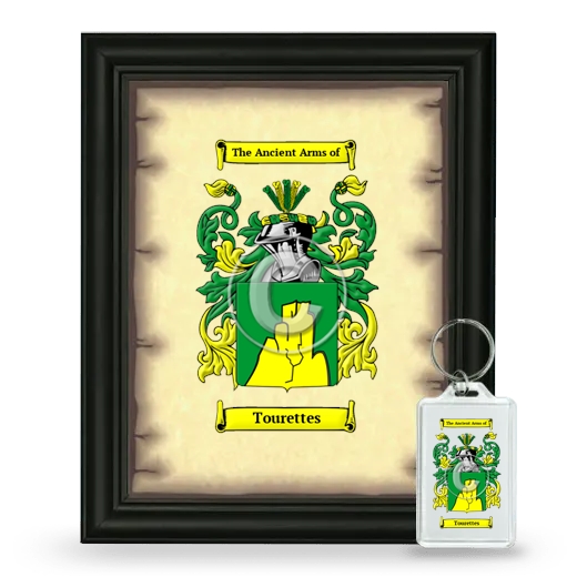 Tourettes Framed Coat of Arms and Keychain - Black