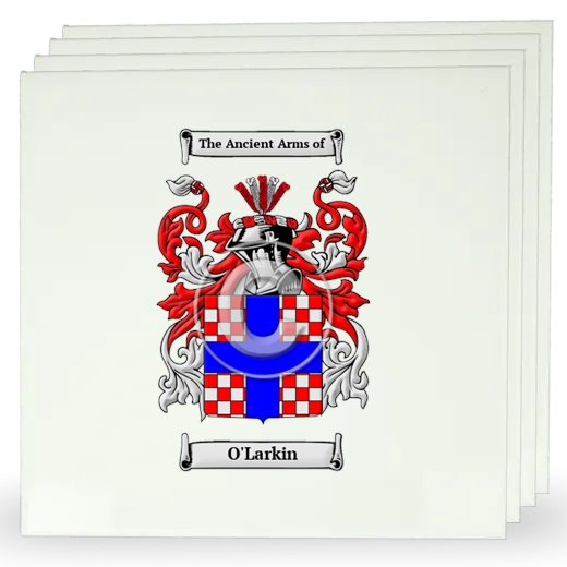 O'Larkin Set of Four Large Tiles with Coat of Arms