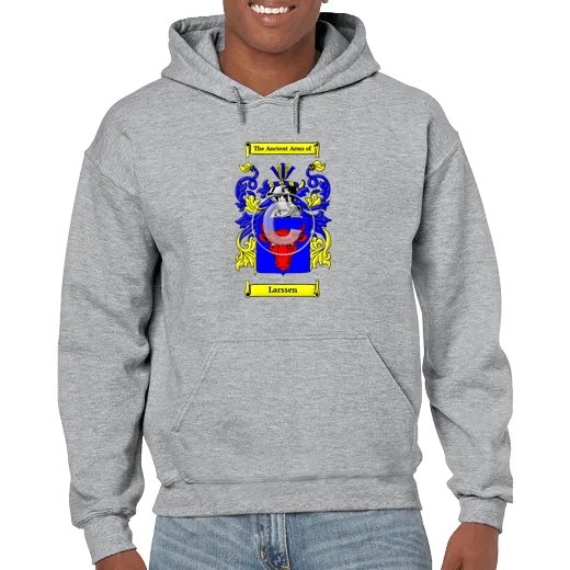 Larssen Grey Unisex Coat of Arms Hooded Sweatshirt