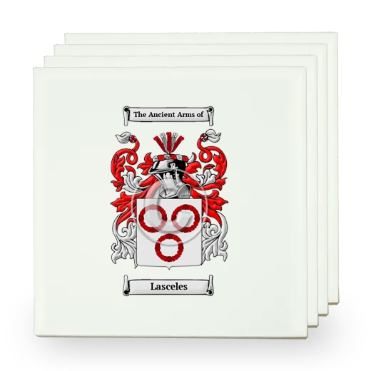 Lasceles Set of Four Small Tiles with Coat of Arms