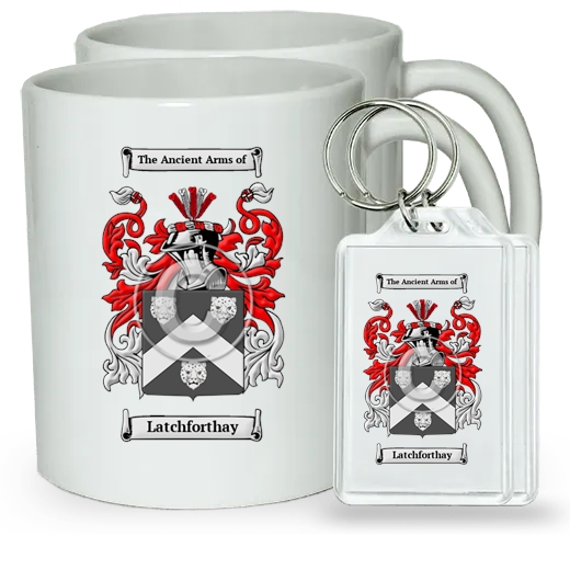 Latchforthay Pair of Coffee Mugs and Pair of Keychains