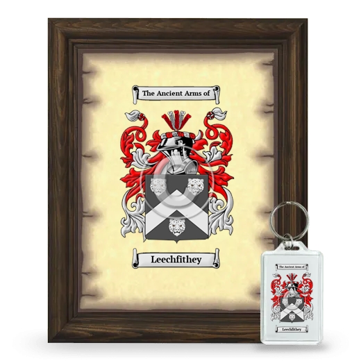 Leechfithey Framed Coat of Arms and Keychain - Brown