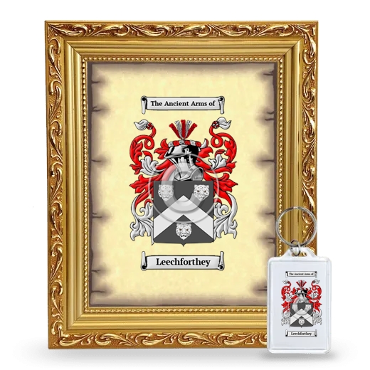 Leechforthey Framed Coat of Arms and Keychain - Gold