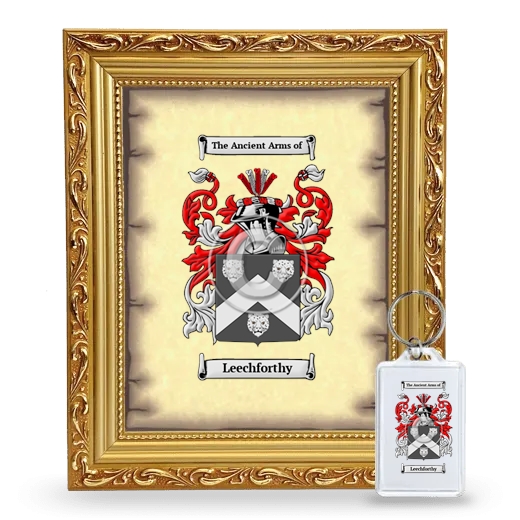 Leechforthy Framed Coat of Arms and Keychain - Gold