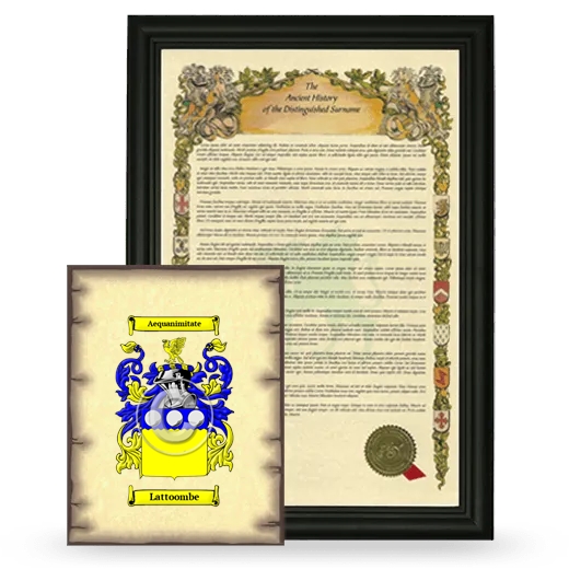 Lattoombe Framed History and Coat of Arms Print - Black