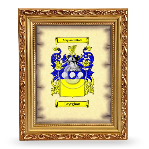 Laytghan Coat of Arms Framed - Gold