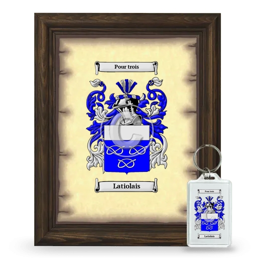 Latiolais Framed Coat of Arms and Keychain - Brown