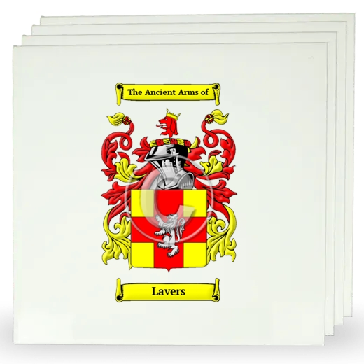 Lavers Set of Four Large Tiles with Coat of Arms