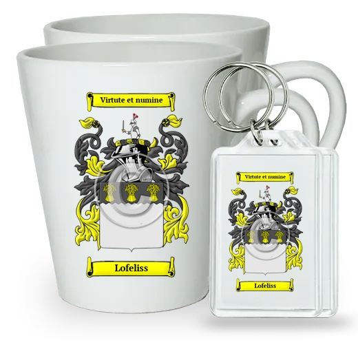 Lofeliss Pair of Latte Mugs and Pair of Keychains