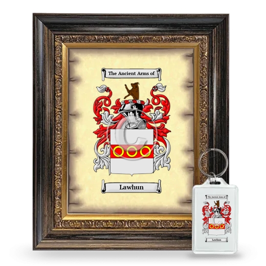 Lawhun Framed Coat of Arms and Keychain - Heirloom