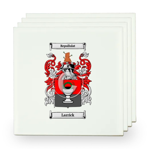 Larrick Set of Four Small Tiles with Coat of Arms