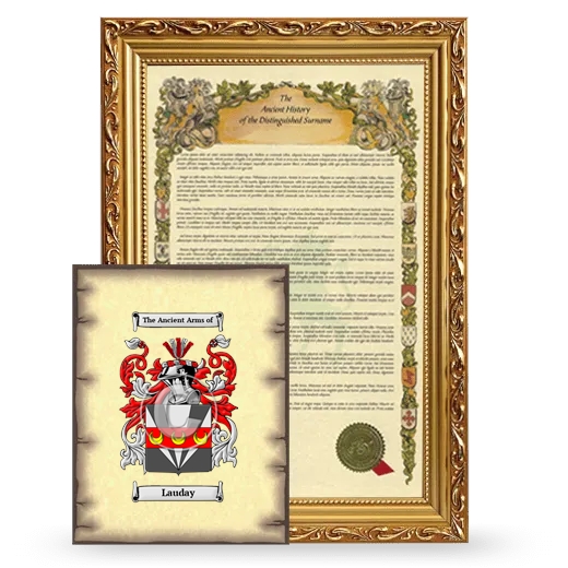 Lauday Framed History and Coat of Arms Print - Gold